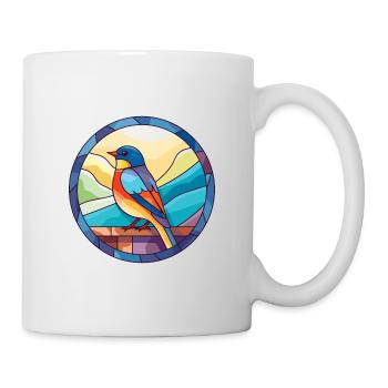 Bird Stained Glass Colorful Cartoon Kawaii Animal - Mug - white - Right