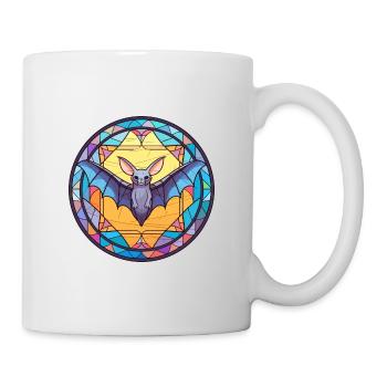Fledermaus-Buntglas-Cartoon-Kawaii-Tier - Tasse - Weiß - Rechts