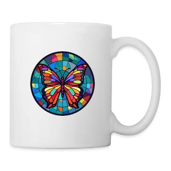 Butterfly Stained Glass Colorful Cartoon Kawaii An - Mug - white - Right