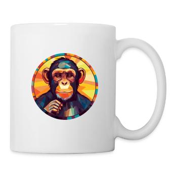 Chimpanzee Stained Glass Colorful Cartoon Kawaii A - Mug - white - Right