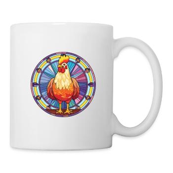 Poulet vitrail coloré dessin animé Kawaii Anim - Mug blanc - blanc - Droite