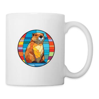 Biber Buntglas Bunte Karikatur Kawaii Anima - Tasse - Weiß - Rechts