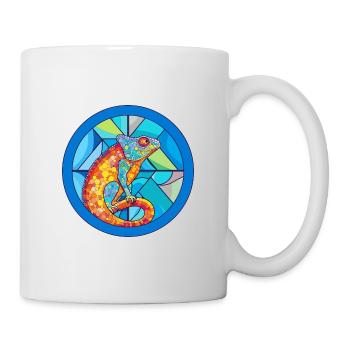 Chameleon Stained Glass Colorful Cartoon Kawaii An - Mug - white - Right