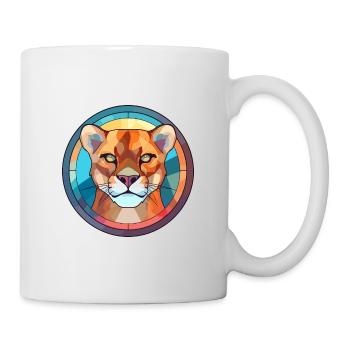 Cougar Stained Glass Colorful Cartoon Kawaii Anima - Mug - white - Right