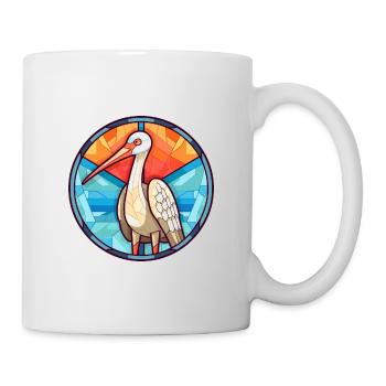 Crane Stained Glass Colorful Cartoon Kawaii Animal - Mug - white - Right