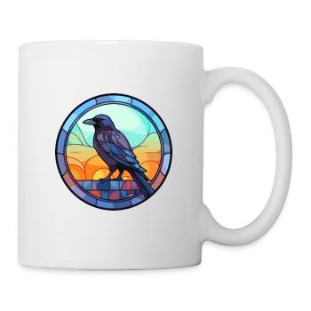 Krähe Buntglas Bunte Karikatur Kawaii Tier - Tasse - Weiß - Rechts