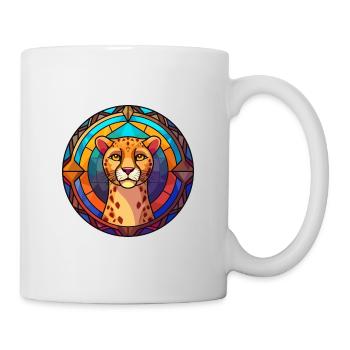 Guépard vitrail coloré dessin animé Kawaii Anim - Mug blanc - blanc - Droite