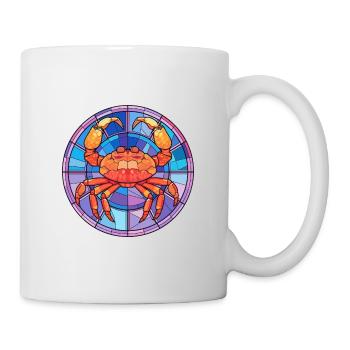 Krabben-Buntglas-Cartoon-Kawaii-Tier - Tasse - Weiß - Rechts