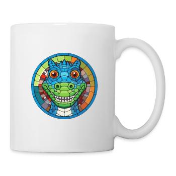 Crocodile vitrail coloré dessin animé Kawaii An - Mug blanc - blanc - Droite