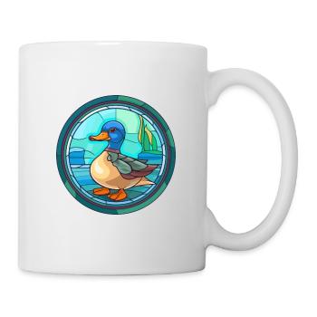 Canard vitrail coloré dessin animé Kawaii Animal - Mug blanc - blanc - Droite