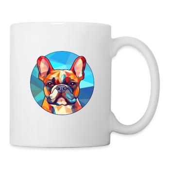 Französische Bulldogge Hund Bunte Karikatur aus Glas - Tasse - Weiß - Rechts