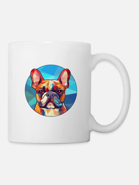 French Bulldog Dog Stained Glass Colorful Cartoon - Mug - white