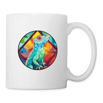 Iguane vitrail coloré dessin animé Kawaii Anima - Mug blanc - blanc - Droite