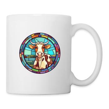 Kuh Buntes Glas Bunte Karikatur Kawaii Tier - Tasse - Weiß - Rechts