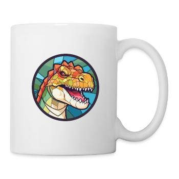 Dinosaur Stained Glass Colorful Cartoon Kawaii Ani - Mug - white - Right