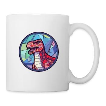 Dinosaur Stained Glass Colorful Cartoon Kawaii Ani - Mug - white - Right