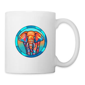 Elephant Stained Glass Colorful Cartoon Kawaii Ani - Mug - white - Right