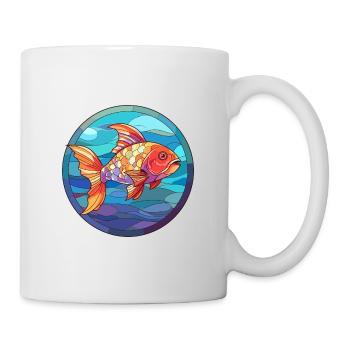 Poisson vitrail coloré dessin animé kawaii animal - Mug blanc - blanc - Droite