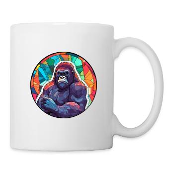 Gorille vitrail coloré dessin animé Kawaii Anim - Mug blanc - blanc - Droite