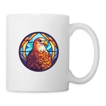 Hawk Stained Glass Colorful Cartoon Kawaii Animal - Mug - white - Right