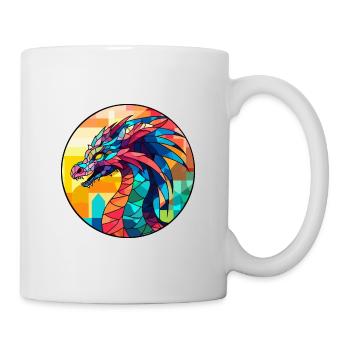Drache Buntes Glas Bunte Karikatur Kawaii Anima - Tasse - Weiß - Rechts