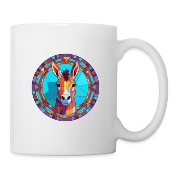 Donkey Stained Glass Colorful Cartoon Kawaii Anima - Mug - white - Right