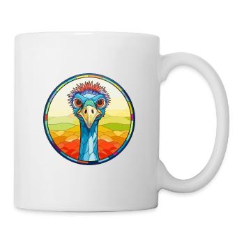 Emu Stained Glass Colorful Cartoon Kawaii Animal - Mug - white - Right