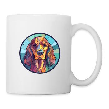 Englischer Cocker Spaniel Hund Buntglas Bunt - Tasse - Weiß - Rechts
