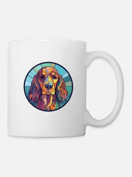 Englischer Cocker Spaniel Hund Buntglas Bunt - Tasse - Weiß