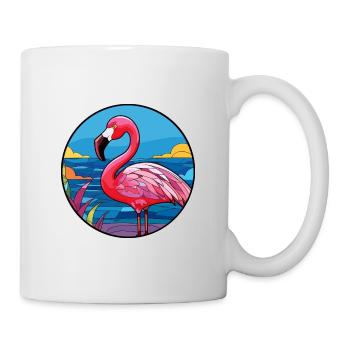 Flamingo Stained Glass Colorful Cartoon Kawaii Ani - Mug - white - Right