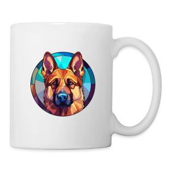 German Shepherd Dog Stained Glass Colorful Cartoon - Mug - white - Right