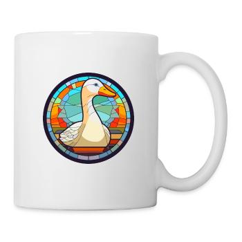Gänse-Buntglas-Cartoon-Kawaii-Tier - Tasse - Weiß - Rechts