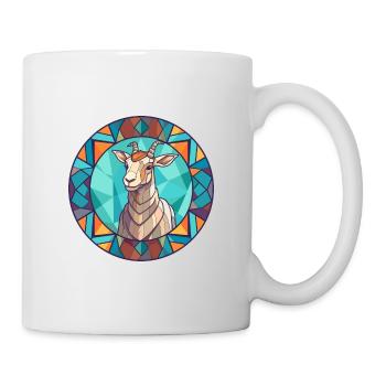 Chèvre vitrail coloré dessin animé Kawaii Animal - Mug blanc - blanc - Droite