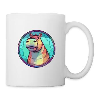 Nilpferd Bunte Karikatur Kawaii Tier - Tasse - Weiß - Rechts