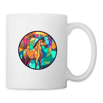 Pferd Bunte Karikatur Kawaii Tier - Tasse - Weiß - Rechts