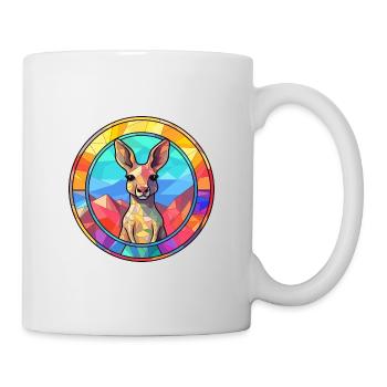 Kangaroo Stained Glass Colorful Cartoon Kawaii Ani - Mug - white - Right