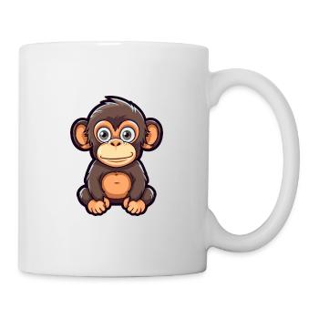 Chimpanzé Mignon Dessin Animé Kawaii Aquarelle Animal P - Mug blanc - blanc - Droite