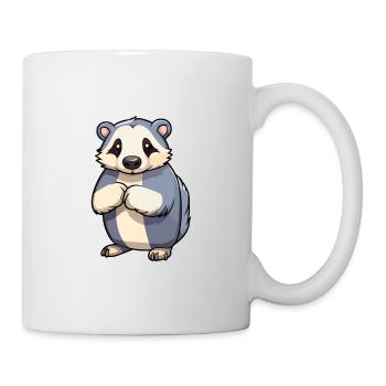 Blaireau Mignon Dessin Animé Kawaii Aquarelle Animal Animal De Compagnie - Mug blanc - blanc - Droite
