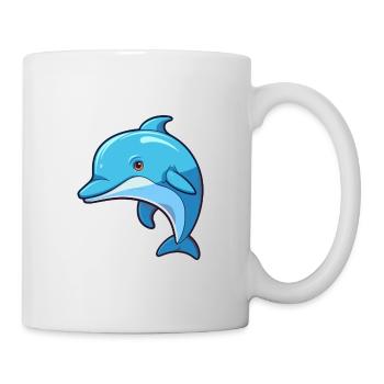 Dolphin Cute Cartoon Kawaii Watercolor Animal Pet - Mug - white - Right