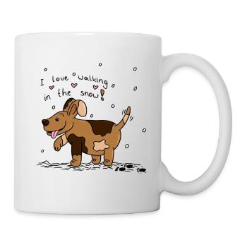 little dog loves walks in the snow - Mug - white - Right