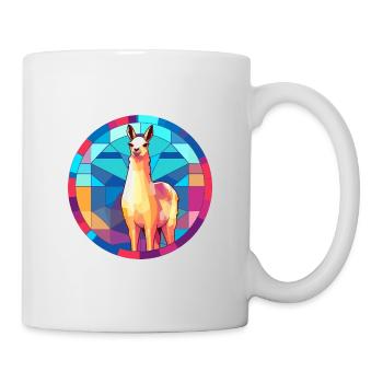 Lama Buntglas bunte Karikatur Kawaii Tier - Tasse - Weiß - Rechts
