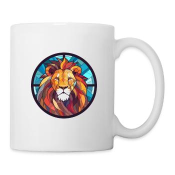Löwe Buntes Cartoon Kawaii Tier - Tasse - Weiß - Rechts