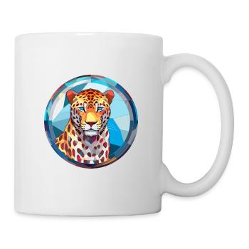Léopard vitrail coloré dessin animé Kawaii Anim - Mug blanc - blanc - Droite