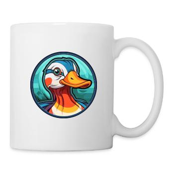 Canard mandarin vitrail coloré Cartoon Kawai - Mug blanc - blanc - Droite