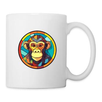 Monkey Stained Glass Colorful Cartoon Kawaii Anima - Mug - white - Right