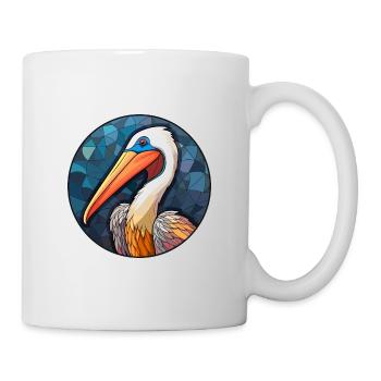 Pélican vitrail coloré dessin animé Kawaii Anim - Mug blanc - blanc - Droite