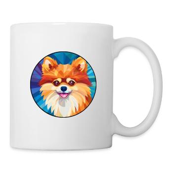 Pomeranian Dog Stained Glass Colorful Cartoon Kawa - Mug - white - Right
