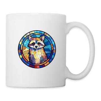 raton laveur vitrail coloré dessin animé kawaii anim - Mug blanc - blanc - Droite