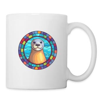 Siegel Buntes Glas Bunte Karikatur Kawaii Tier - Tasse - Weiß - Rechts