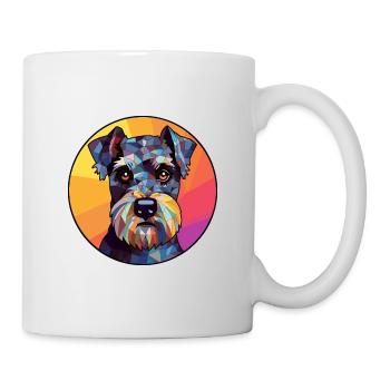 Miniatur Schnauzer Hund Buntes Glas Buntes Auto - Tasse - Weiß - Rechts